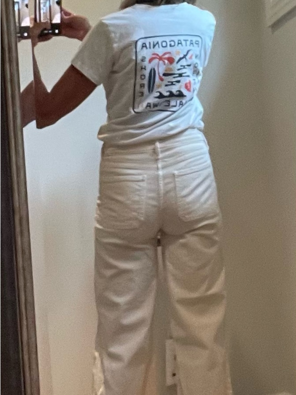 High-Waist Wide Leg Cream Mother Jeans - Picture 2 of 7
